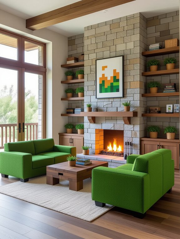 modern minecraft living room