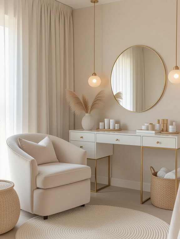 monochromatic beauty room design
