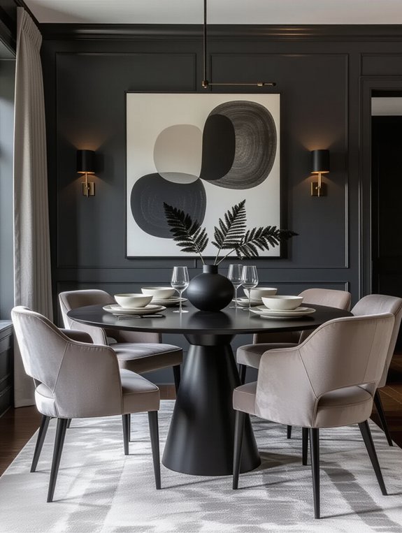 monochromatic dining room elegance