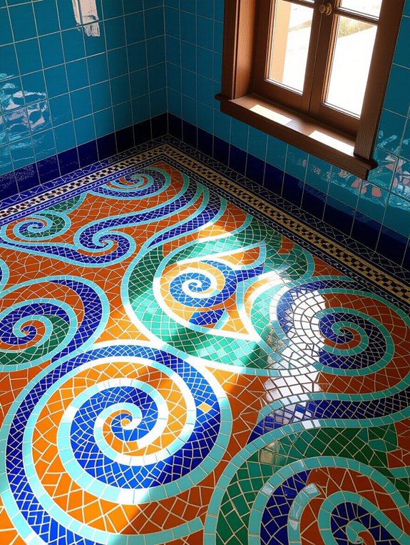 mosaic tiles enhance bathrooms