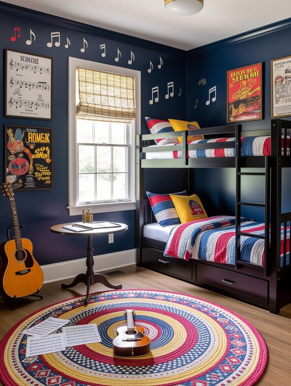 musical themed vibrant room