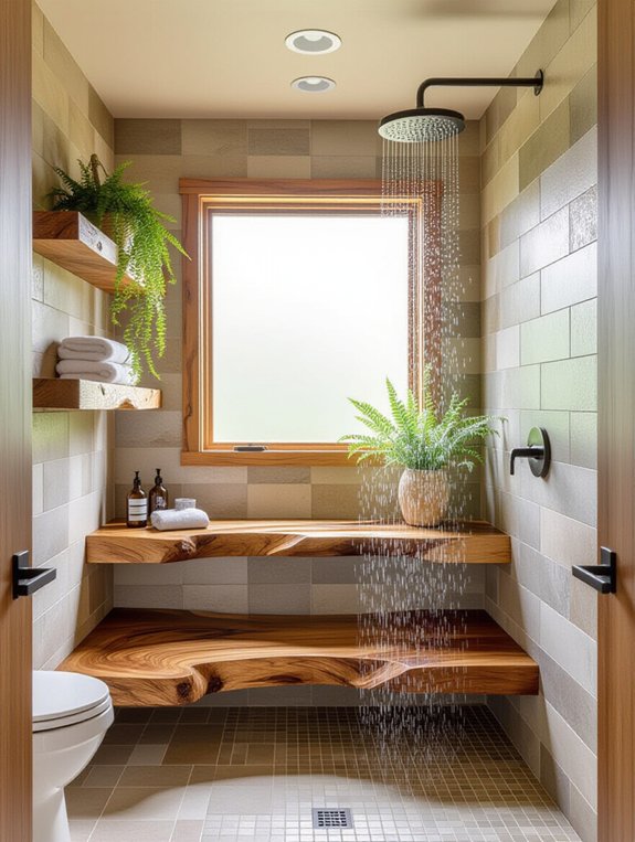 natural rustic wood shelving