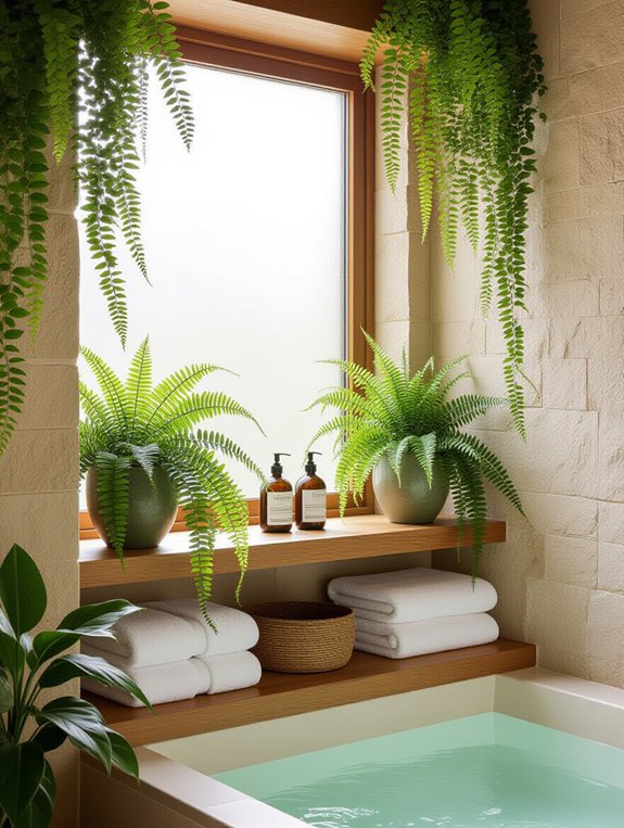 nature inspired bathroom greenery