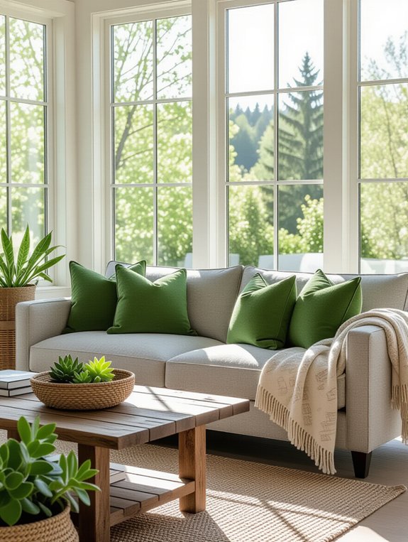 nature inspired gray living room