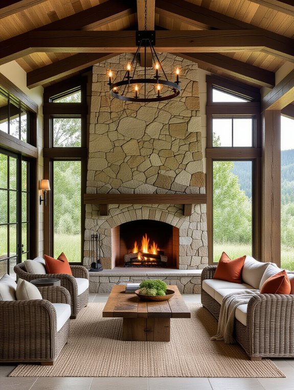 nature inspired indoor fireplace design