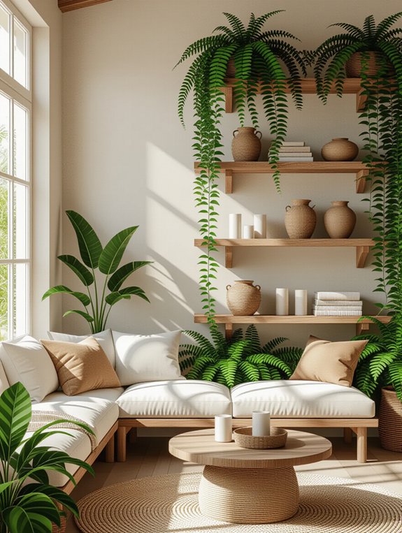 nature inspired living room greenery