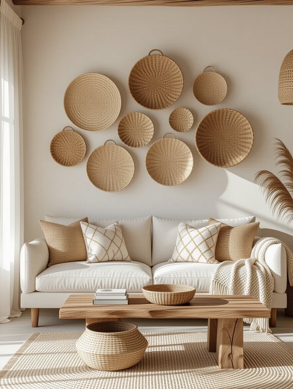 neutral backdrop enhances baskets