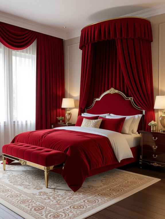 opulent red velvet accents