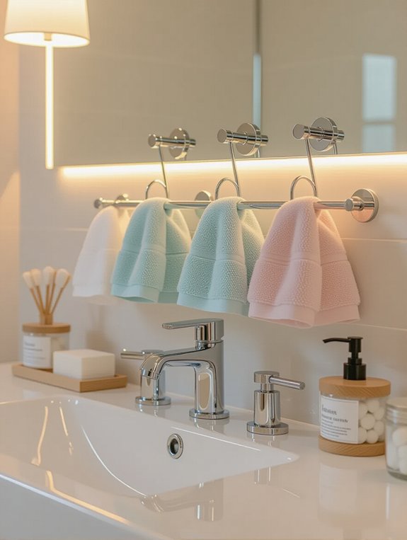 organize towels with hooks