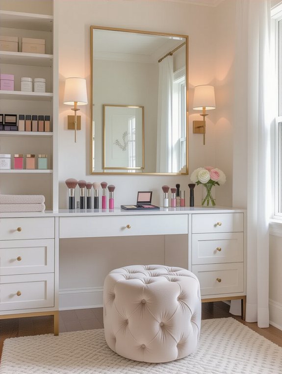 organized beauty room storage