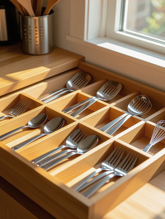 organized kitchen utensil storage
