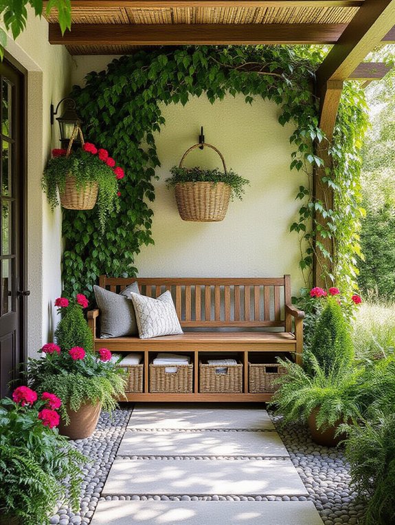 organized outdoor entryway storage