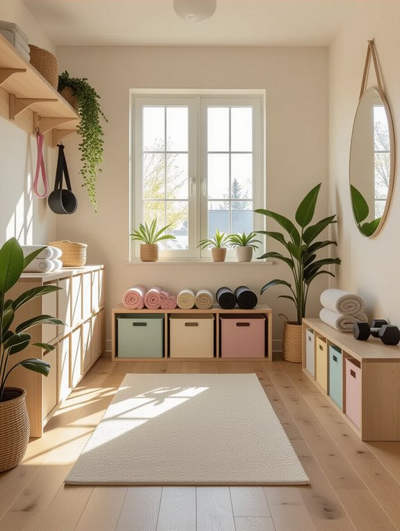 organized workout accessory storage