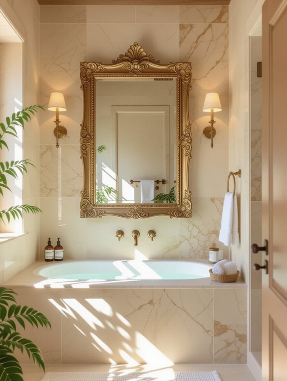 ornate framed mirrors enhance