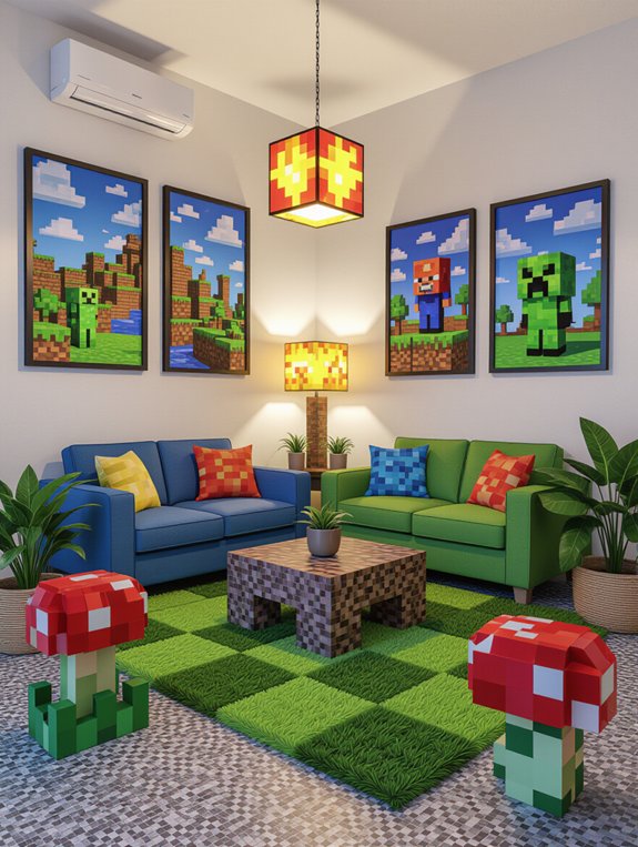 pixelated minecraft wall art
