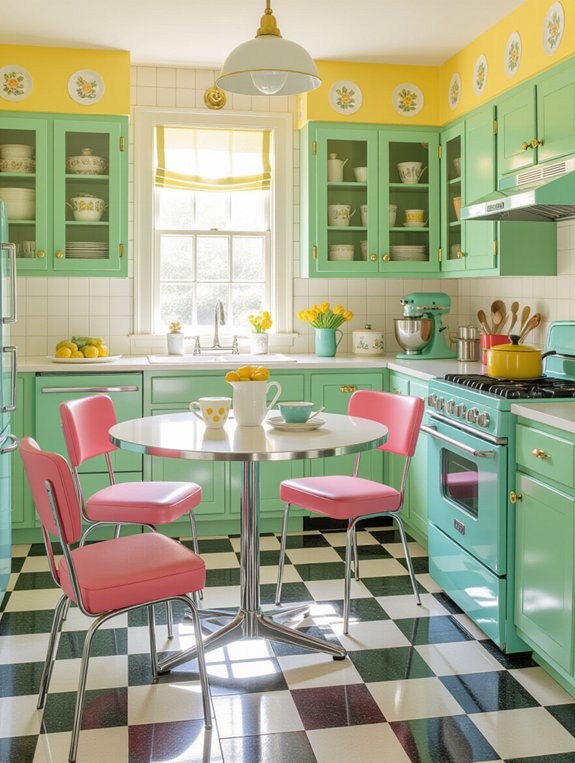 playful 1950s kitchen colors