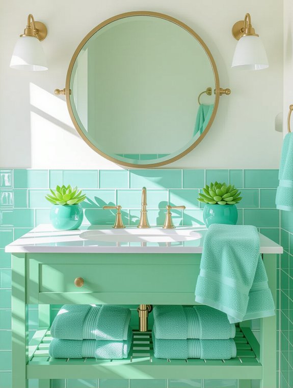 playful aqua bathroom accents