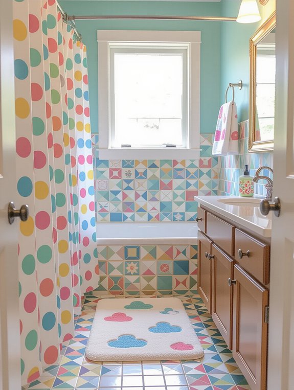 playful bathroom patterns enhance