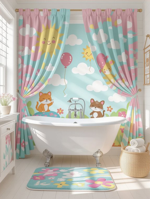 playful cartoon bathroom decor
