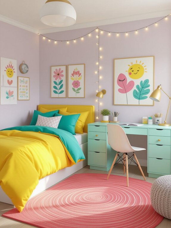 playful colorful bedroom accents