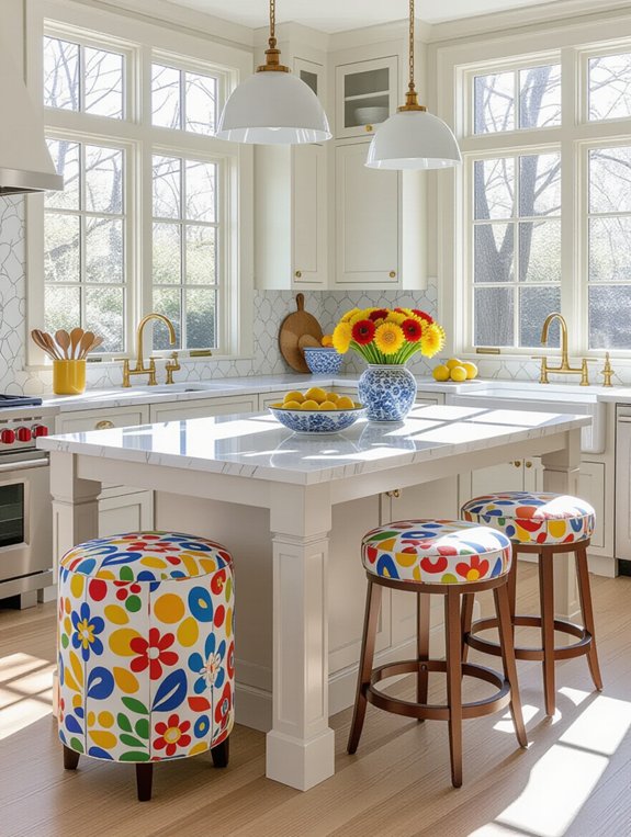 playful patterned kitchen island