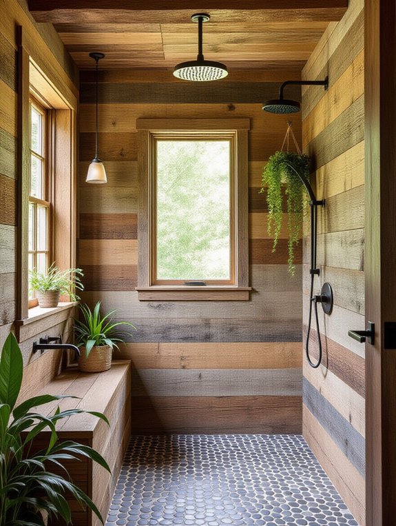 reclaimed wood shower elegance