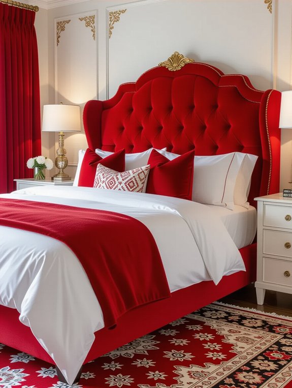 red and white bedroom