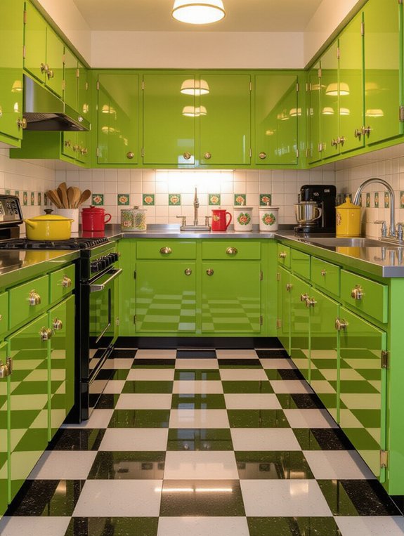 retro checkerboard kitchen flooring