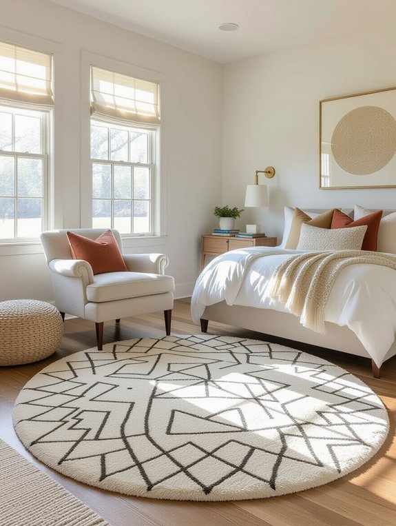 rugs define bedroom areas