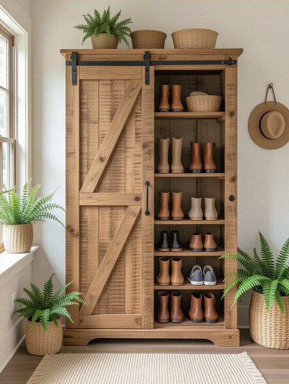 rustic footwear storage solution