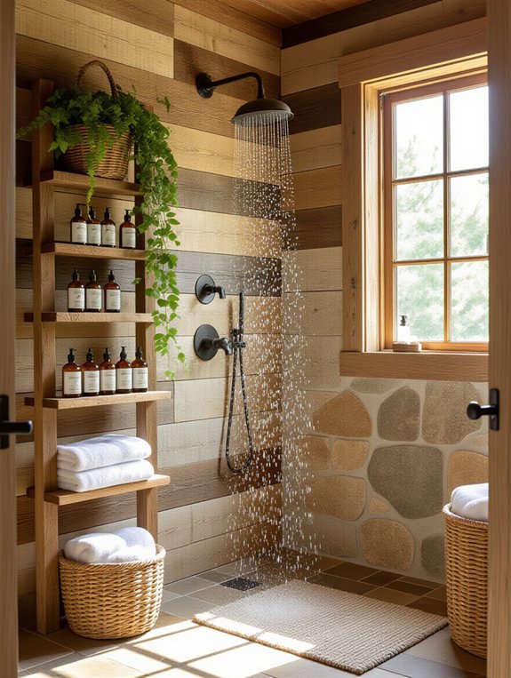 rustic functional shower caddies