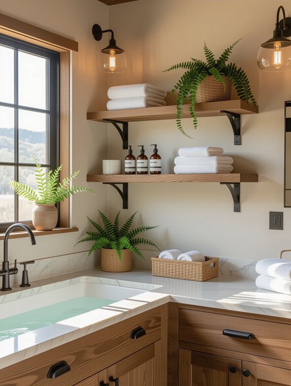 rustic iron wood shelving