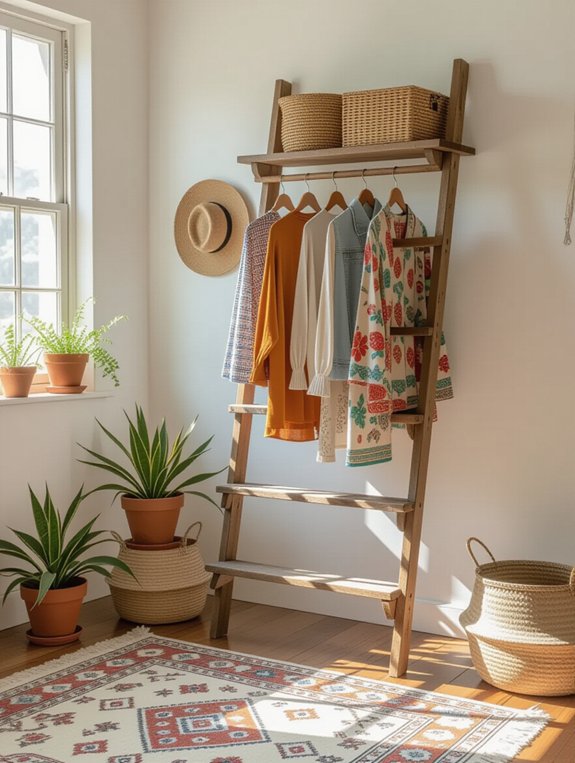 rustic ladder clothing display