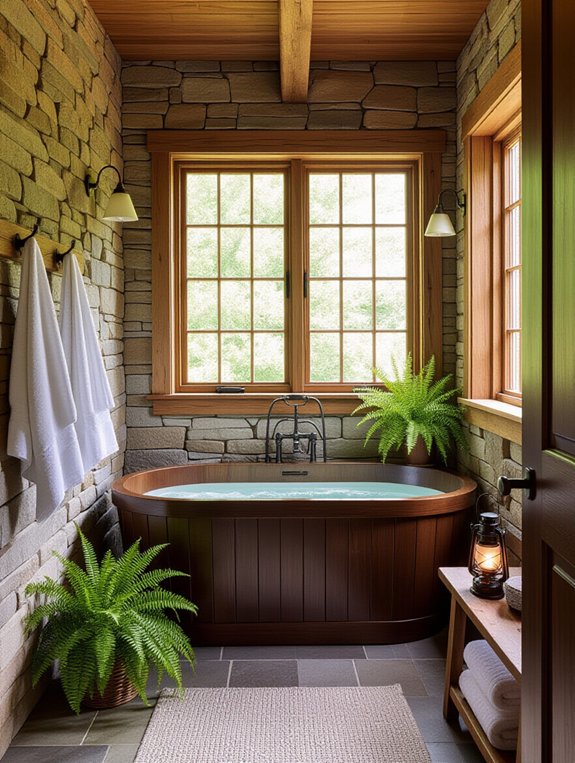 rustic log cabin bathtub