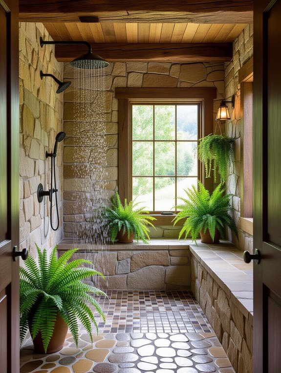 rustic open shower retreat