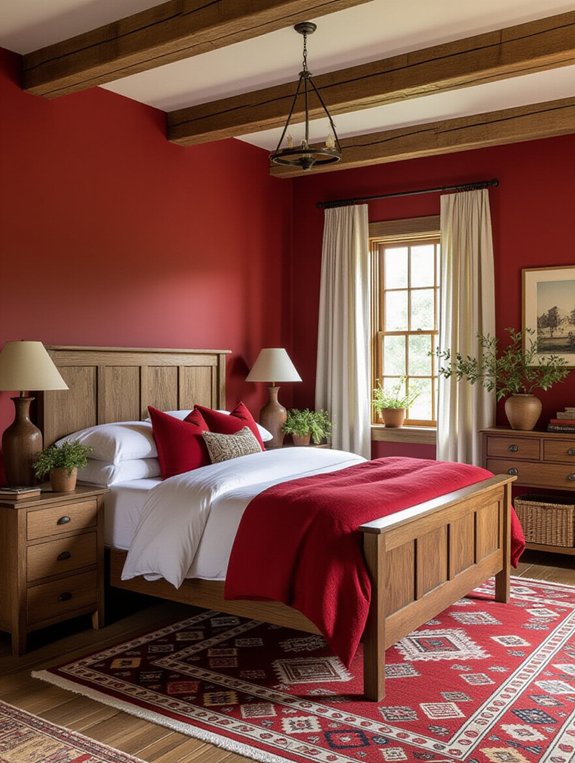 rustic red wooden accents