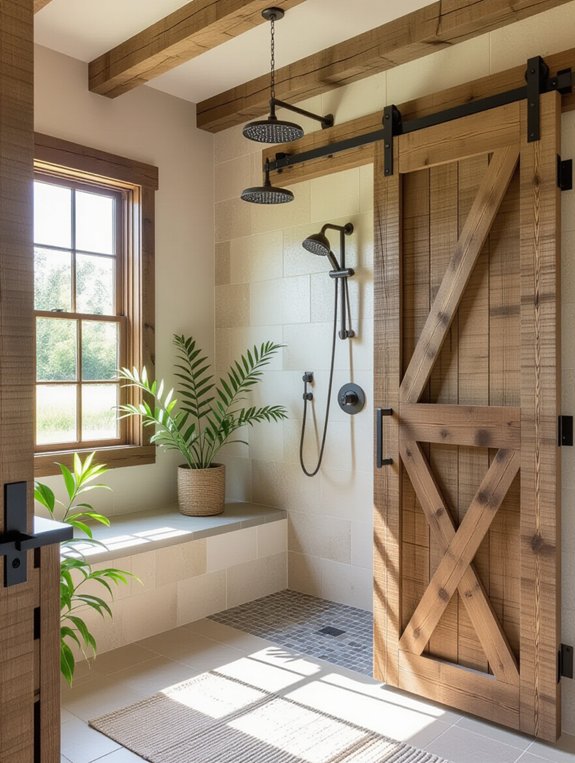 rustic sliding shower door