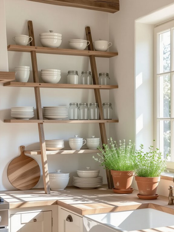 rustic vintage ladder shelving