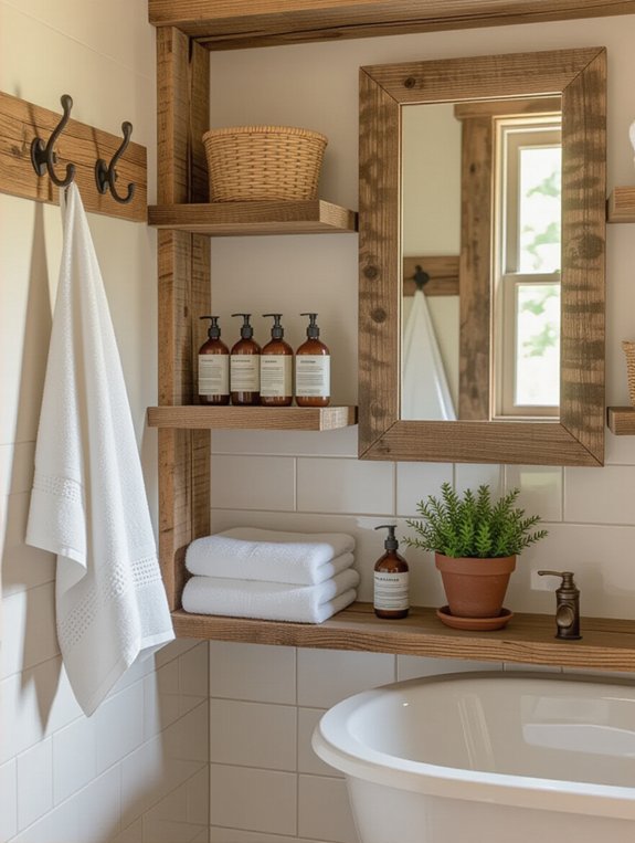 rustic wood bathroom accents