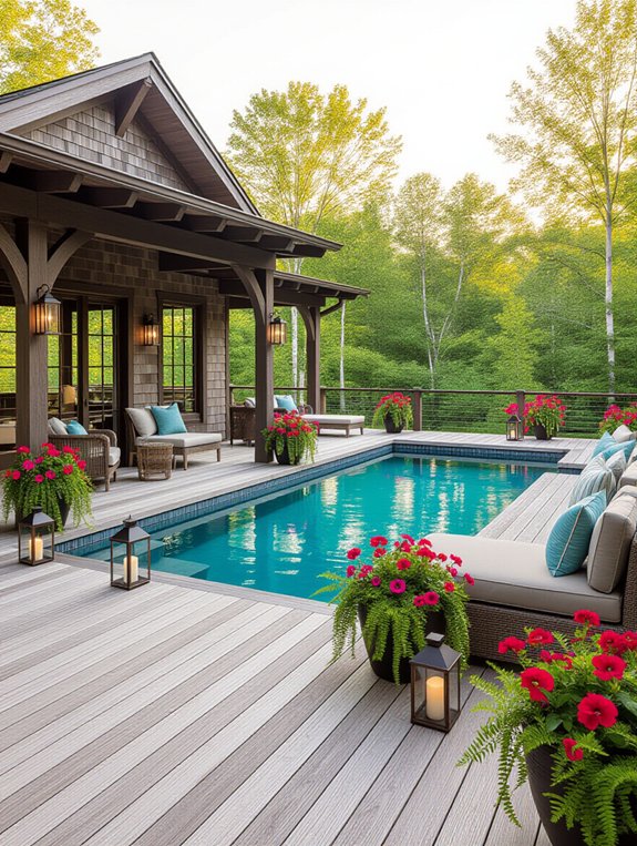 rustic wooden pool retreats