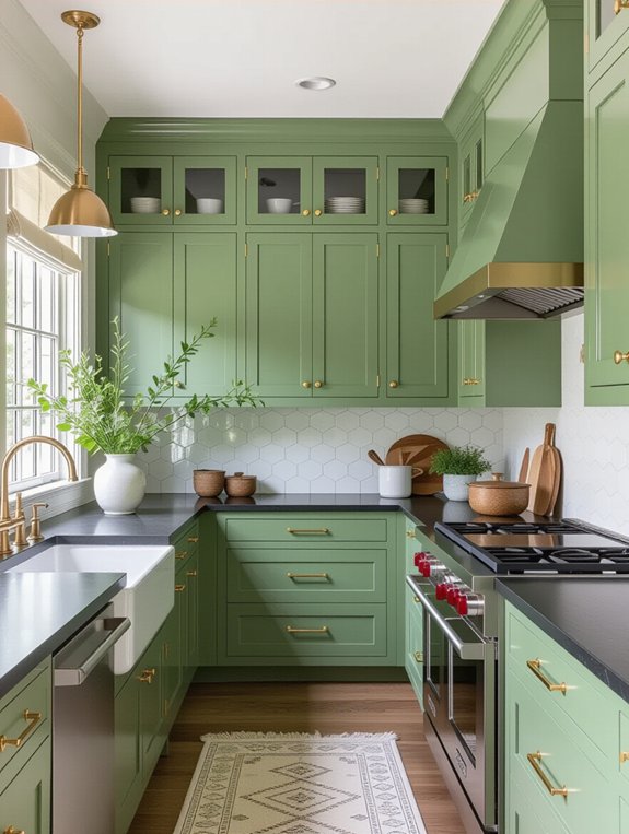 sage green and black contrast