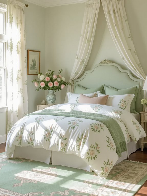 sage green floral bedding