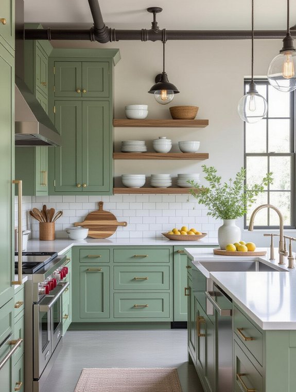 sage green industrial accents