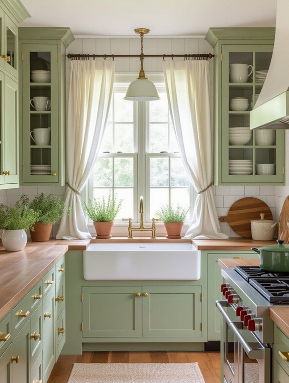 sage green rustic kitchen