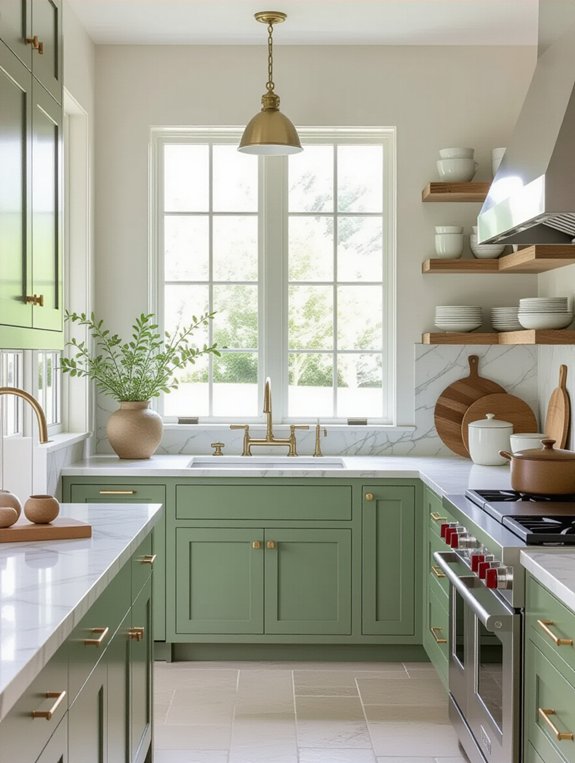 sage green stone accents