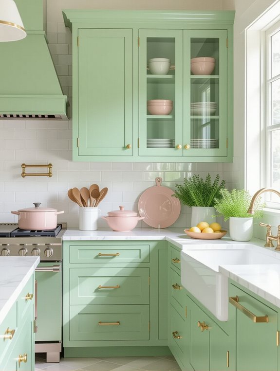 sage green with pastels