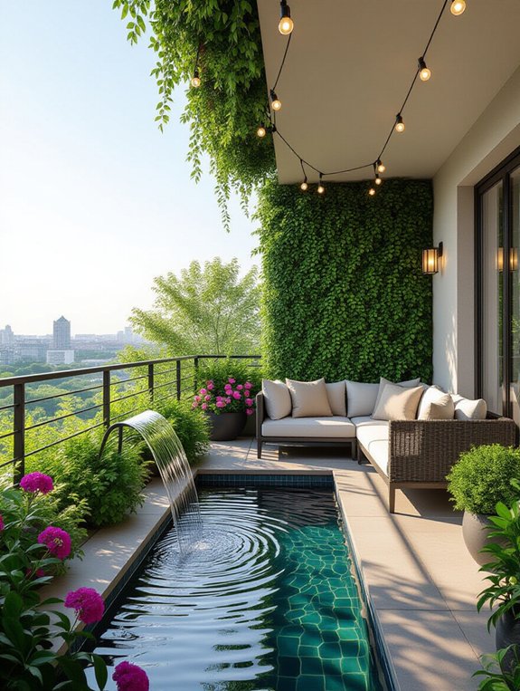 serene balcony water feature