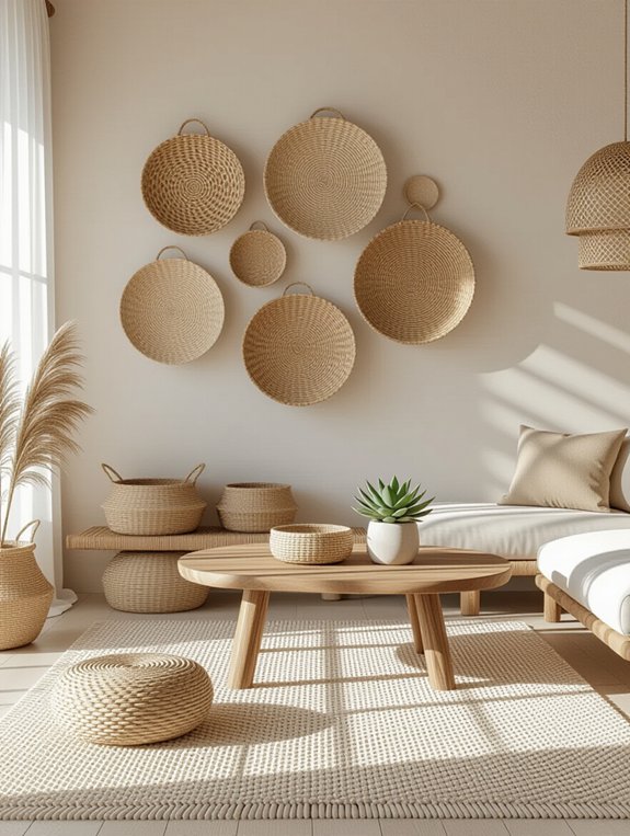 serene minimalist basket display