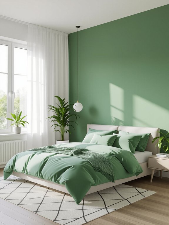 serene modern green bedroom
