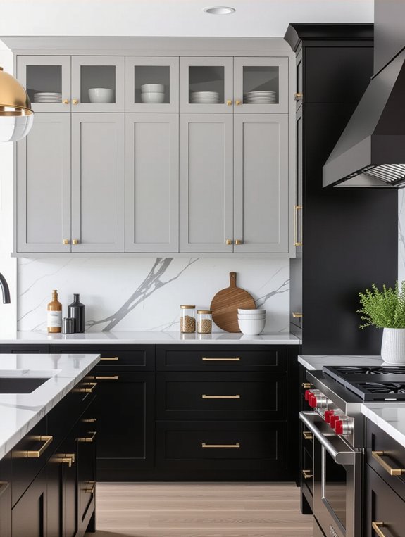 sleek gray and black kitchen
